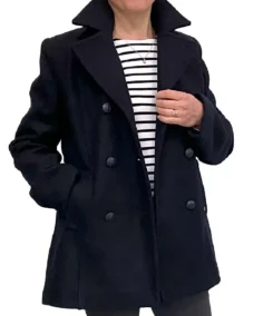 Wool Blend Reefer Jacket Coat