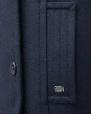 Wool Blend Reefer Jacket Coat close up view