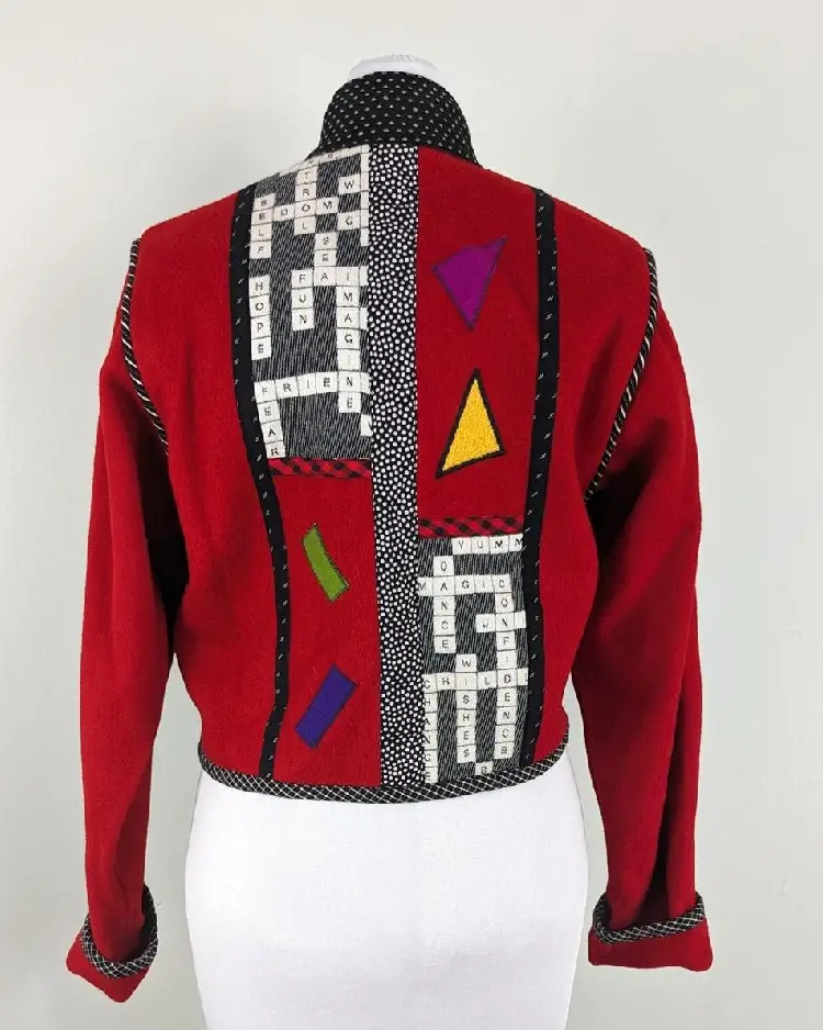 Wool Crossword Scrabble Jacket back