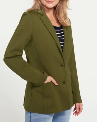 betabrand women's classic blazer dark olive front