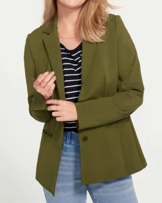 betabrand women's classic blazer dark olive open closure