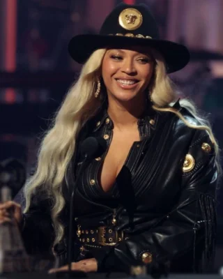 beyoncé iheartRadio music awards 2024 leather jumpsuit front