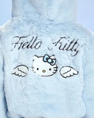 faux fur angel hello kitty zip-up hoodie back