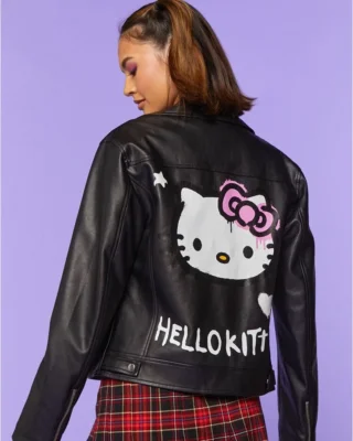 forever 21 x sanrio hello kitty & friends moto jacket back