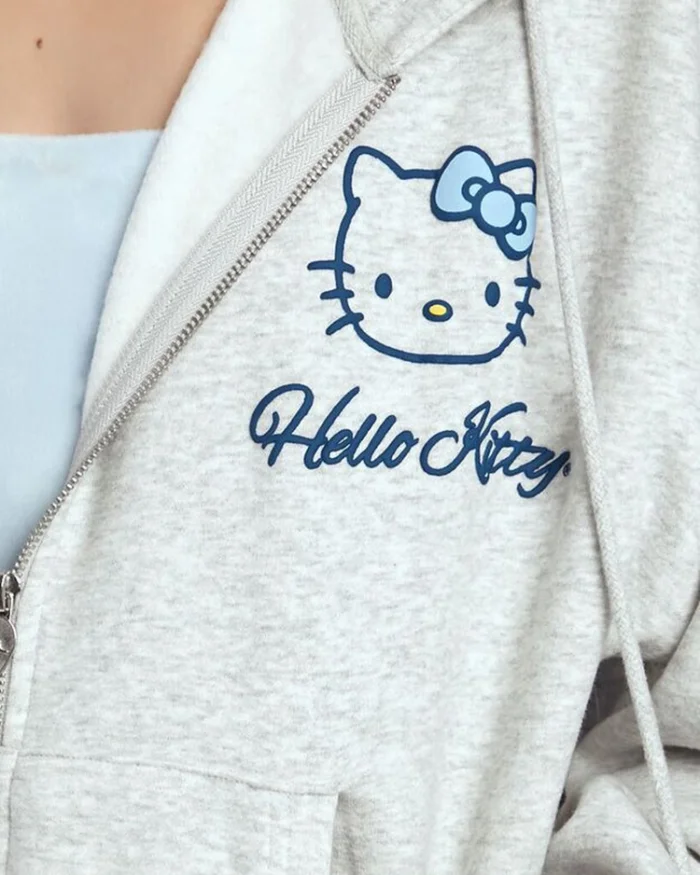 hello kitty fleece zip-up hoodie front closer