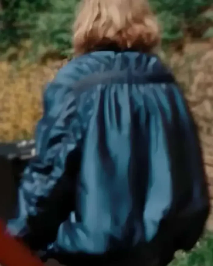 hunter schafer cuckoo 2024 blue jacket back view