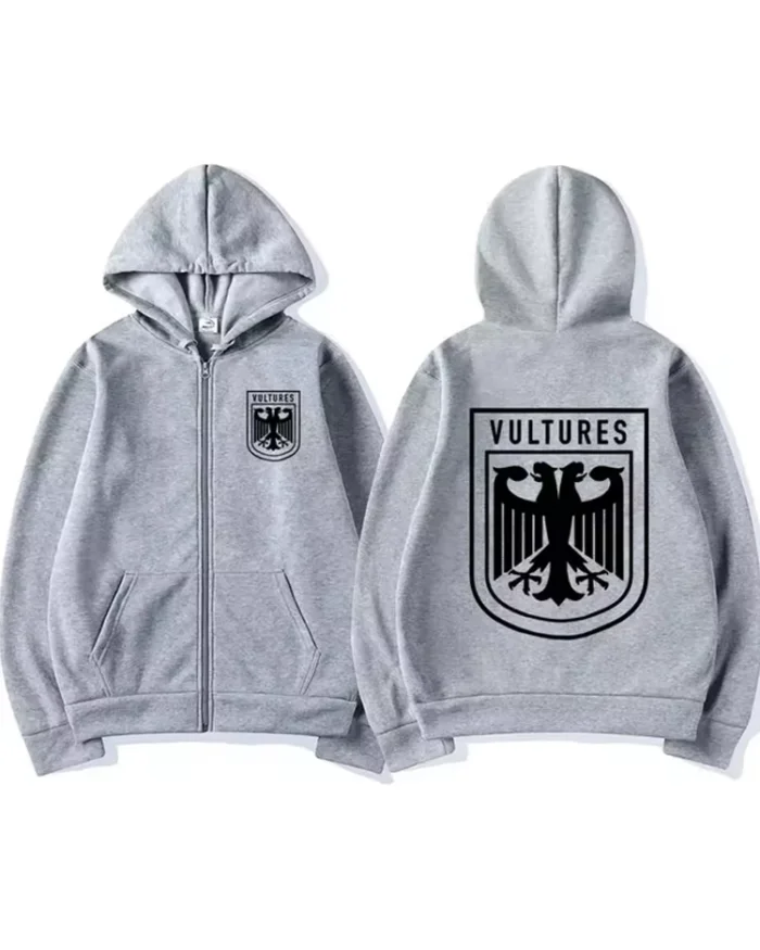 kanye west vultures logo zipper grey hoodie