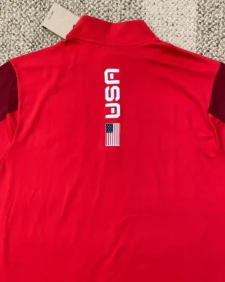 team olympics nike running red top shirt back closure