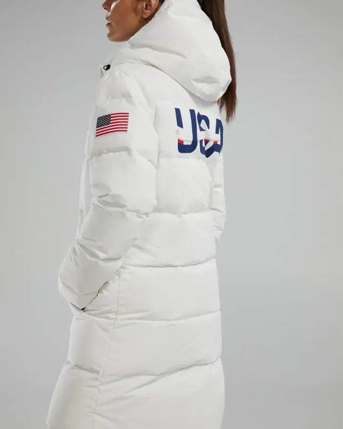 team usa swimming kit elite down parka jacket women back side