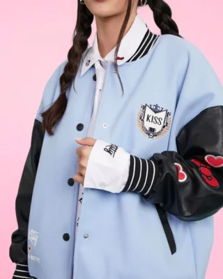 xo kitty hello kitty varsity jacket front closure