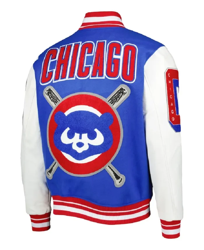 Chicago Cubs Mash Pro Standard Varsity Jacket Back - Trendy Leather Jacket