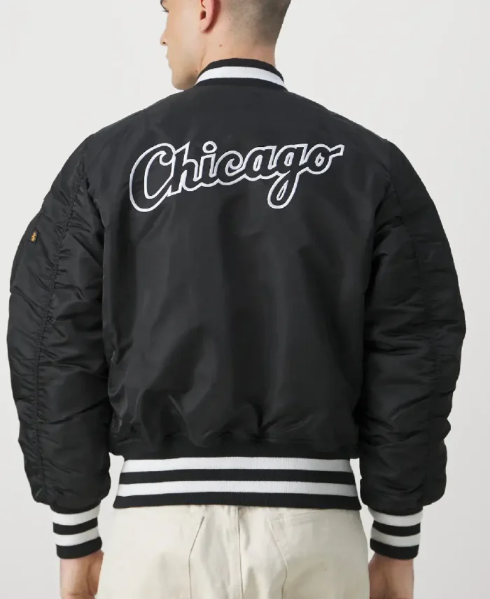 Chicago White Sox Reversible Bomber Jacket Back-Trendy Leather Jacket