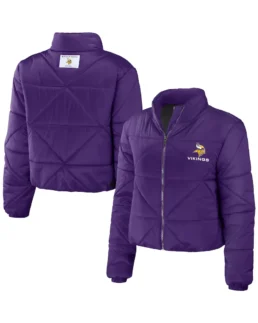 Erin Andrews Minnesota Vikings Cropped Puffer Jacket