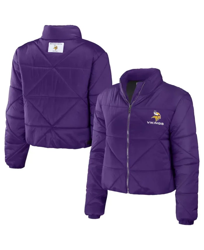 Erin Andrews Minnesota Vikings Cropped Puffer Jacket