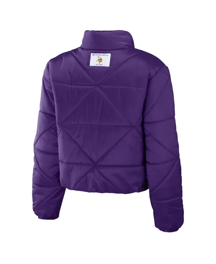 Erin Andrews Minnesota Vikings Cropped Puffer Jacket Back - Trendy Leather Jackets