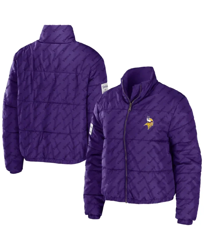 Erin Andrews Minnesota Vikings Cropped Puffer Jacket Style 2