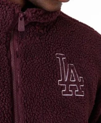 LA Dodgers MLB Dark Purple Sherpa Jacket front - Trendy Leather Jacket