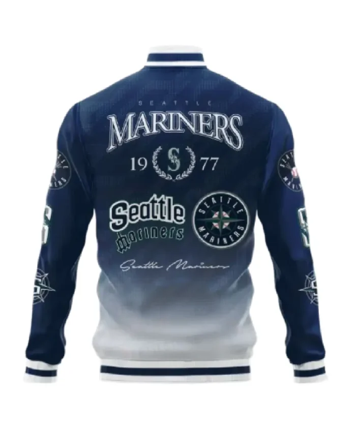 Mlb 1977 Seattle Mariners Vintage Varsity Jacket Back - Trendy Leather Jackets