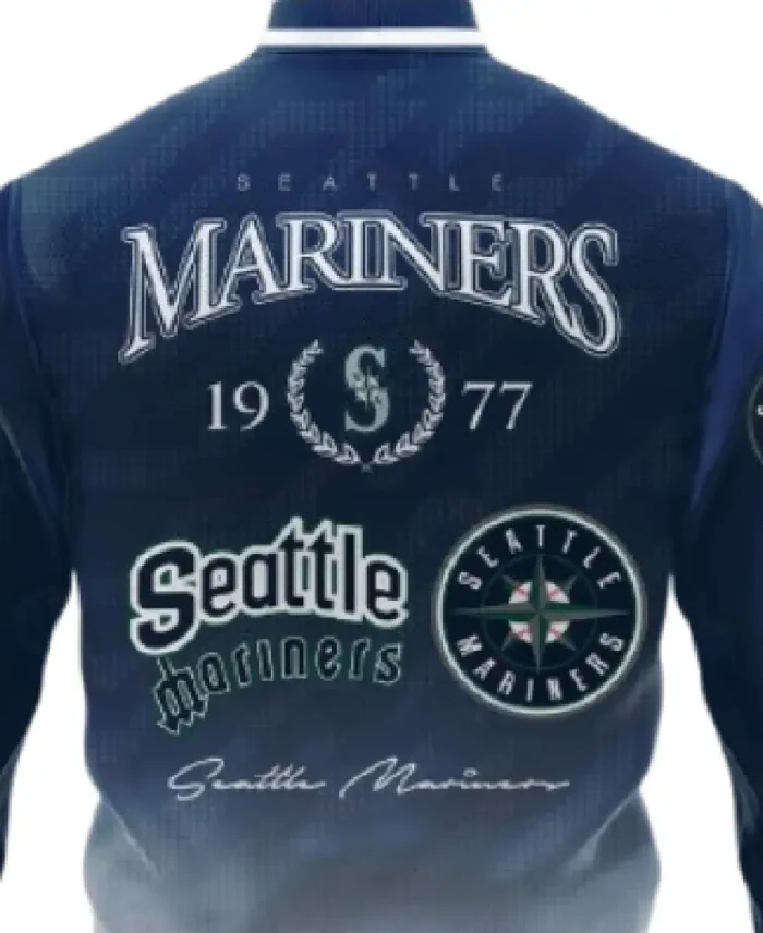 Mlb 1977 Seattle Mariners Vintage Varsity Jacket Back View - Trendy Leather Jackets