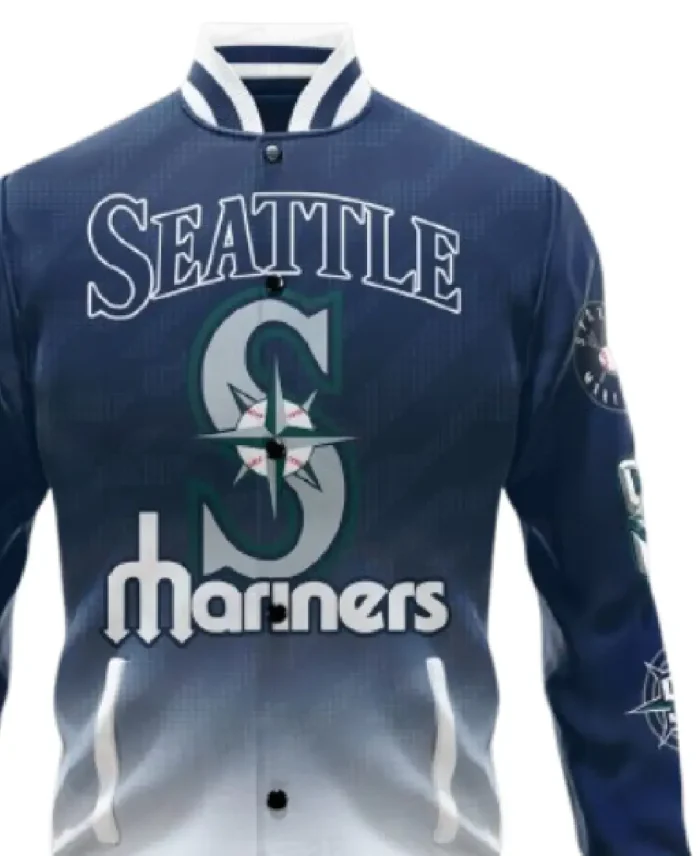 Mlb 1977 Seattle Mariners Vintage Varsity Jacket Clsoeup - Trendy Leather Jackets