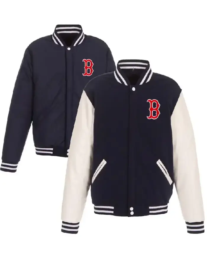 Mlb Boston Red Sox Jh Design Reversible Fleece Jacket Front And Back