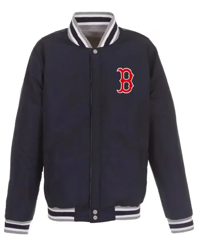 Mlb Boston Red Sox Jh Design Reversible Fleece Jacket Style 2 Front