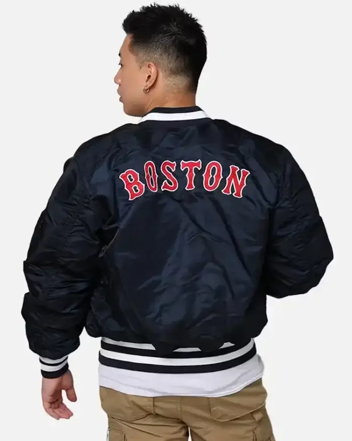 Mlb Boston Red Sox New Era X Alpha Industries Ma-1 Bomber Jacket Back