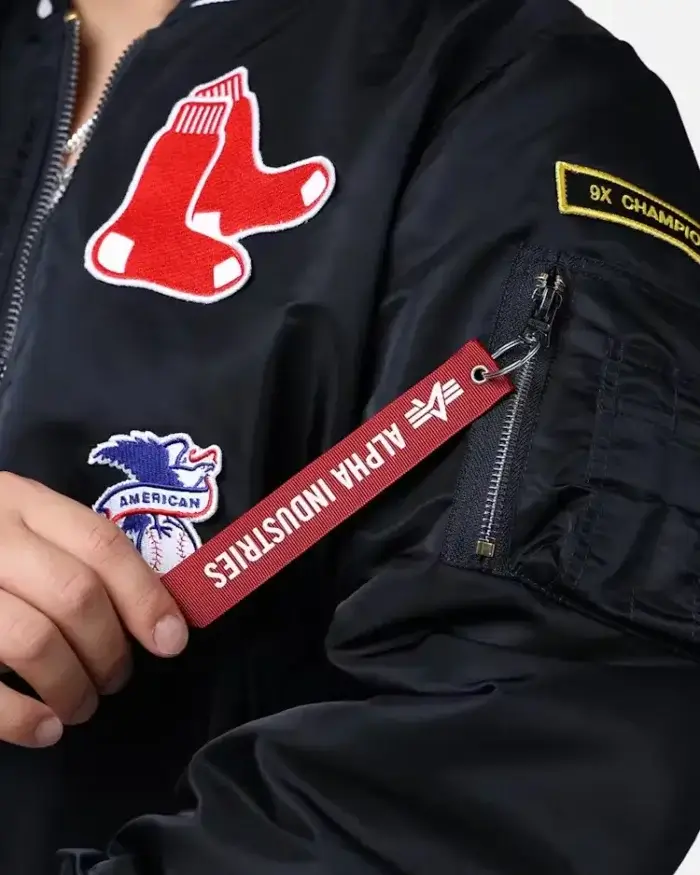 Mlb Boston Red Sox New Era X Alpha Industries Ma-1 Bomber Jacket Side Closeup