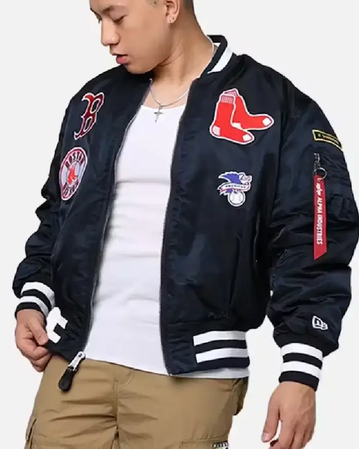 Mlb Boston Red Sox New Era X Alpha Industries Ma-1 Bomber Jacket Side View