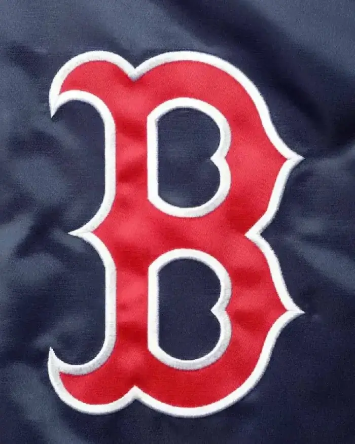 MLB Boston Red Sox Reliever Raglan Satin Jacket closeup