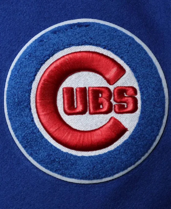 Mlb Chicago Cubs Pro Standard White Varsity Jacket Close Up - Trendy Leather Jacket