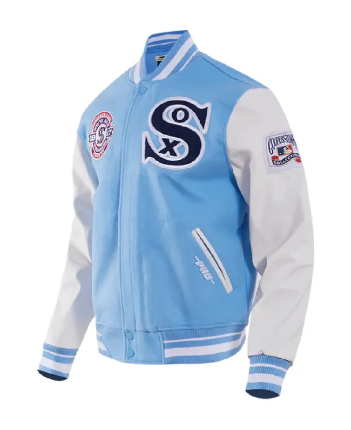 Mlb Chicago White Sox Retro Classic Varsity Jacket Blue Side- Trendy Leather Jacket