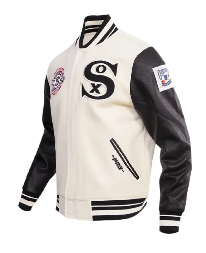 Mlb Chicago White Sox Retro Classic Varsity Jacket Side - Trendy Leather Jacket