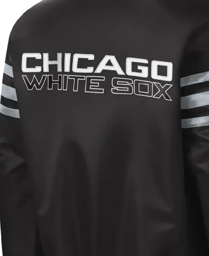 Mlb Chicago White Sox Starter Captain Ii Varsity Jacket Closeup - Trendy Leather Jacket