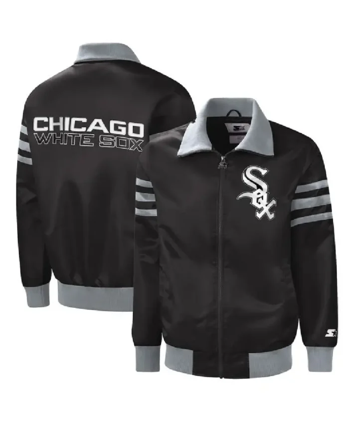 Mlb Chicago White Sox Starter Captain Ii Varsity Jacket Front And Back- Trendy Leather Jacket