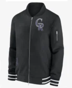 MLB Colorado Rockies Bomber Jacket black front - Trendy Leather Jacket