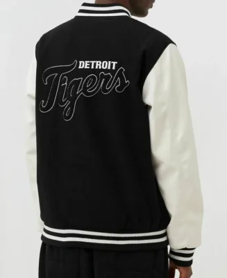 MLB Detroit Tigers Black Wordmark Varsity Jacket back