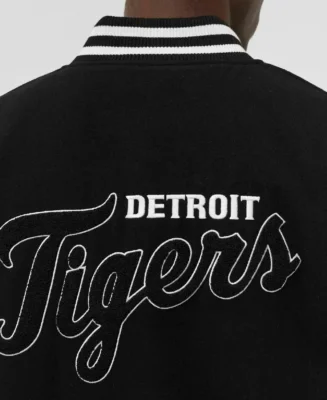 MLB Detroit Tigers Black Wordmark Varsity Jacket back view