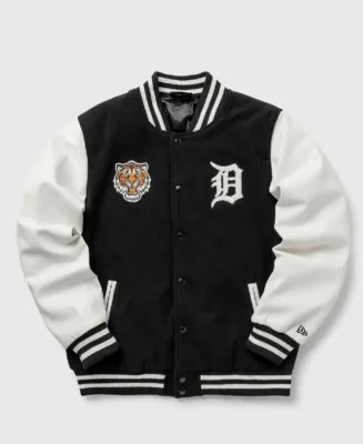 MLB Detroit Tigers Black Wordmark Varsity Jacket front