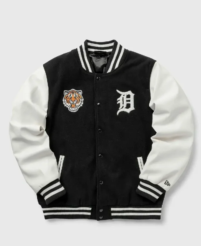 Mlb Detroit Tigers Black Wordmark Varsity Jacket Front