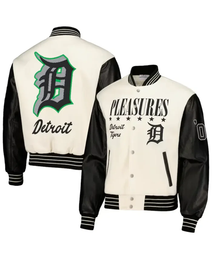 Mlb Detroit Tigers Pleasures Varsity Jacket Front And Back