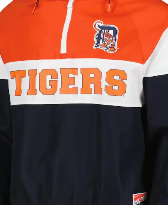 Mlb Detroit Tigers Ripstop Raglan Windbreaker Hoodie Jacket Closeup