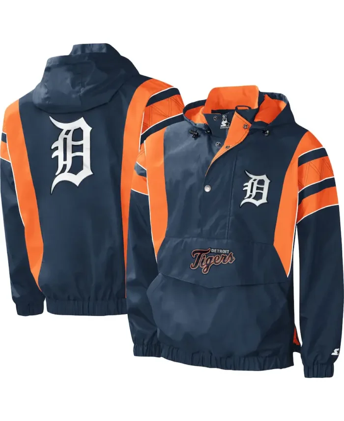 Mlb Detroit Tigers Starter Impact Hoodie Jacket Front And Back'