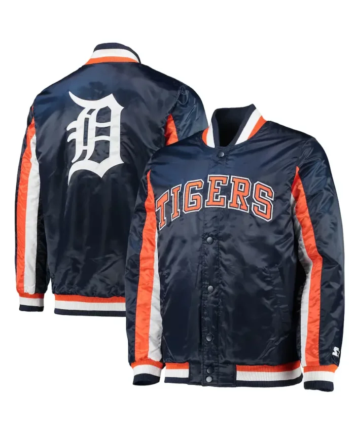 Mlb Detroit Tigers Starter The Ace Satin Jacket Front And Back