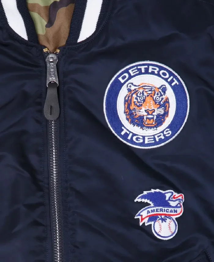 Mlb Detroit Tigers X Alpha Reversible Bomber Jacket Closeup