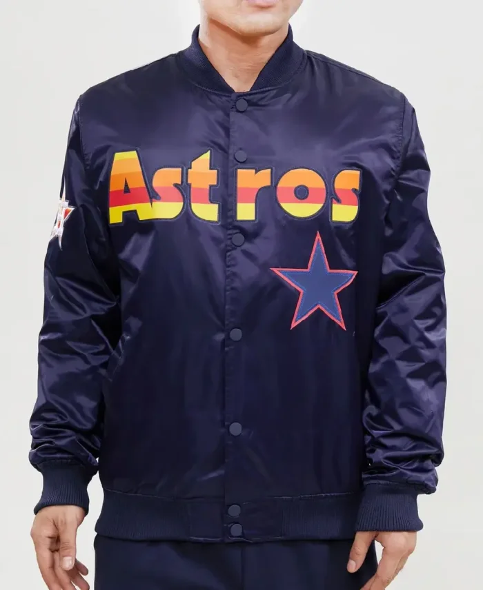 MLB Houston Astros Workmark Satin Jacket - Trendy Leather Jackets