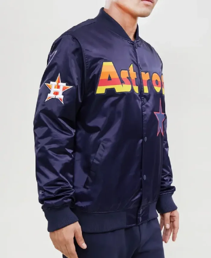 MLB Houston Astros Workmark Satin Jacket side- Trendy Leather Jackets