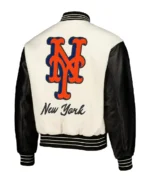 MLB New York Mets PLEASURES Varsity Jacket back - Trendy Leather Jacket