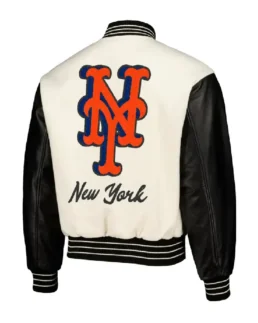 MLB New York Mets PLEASURES Varsity Jacket back - Trendy Leather Jacket