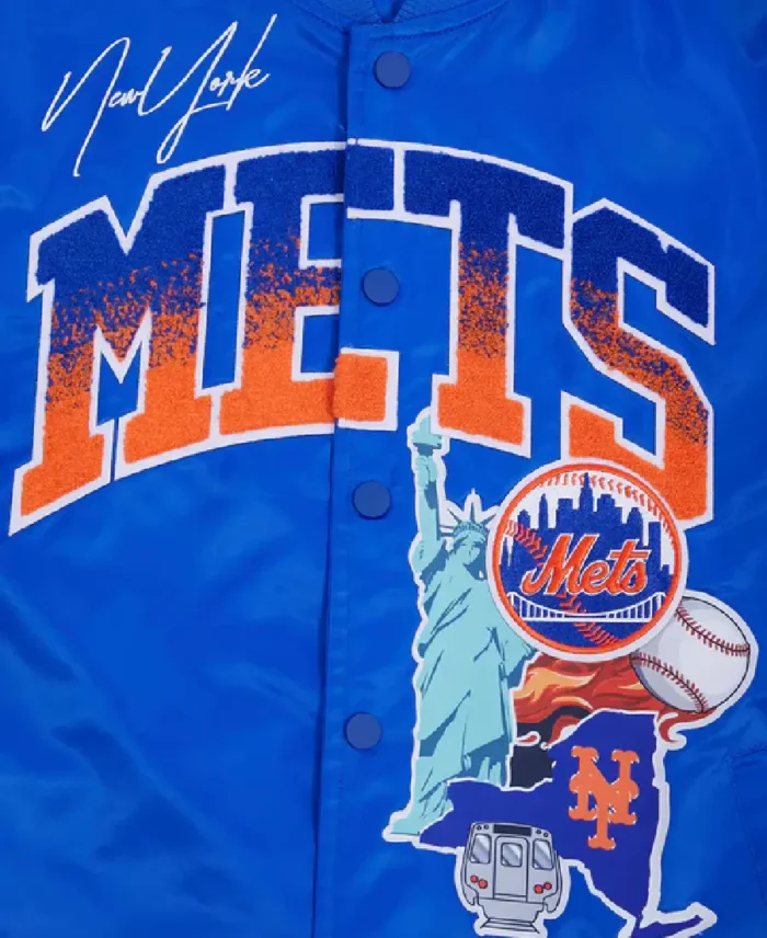 Mlb New York Mets Track Jacket Close Up- Trendy Leather Jacket